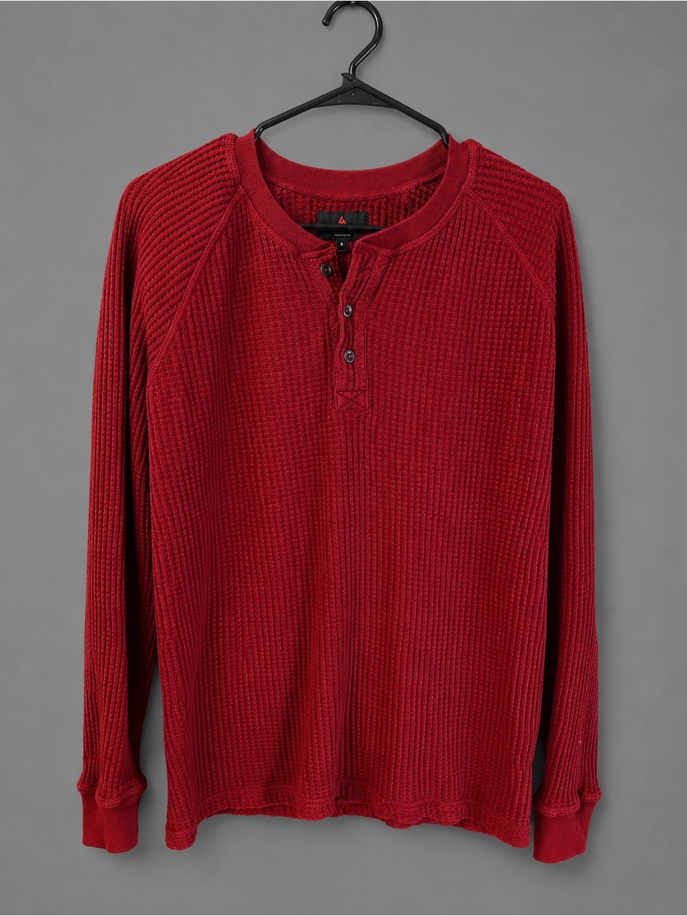 American Giant Red Waffle Knit Henley